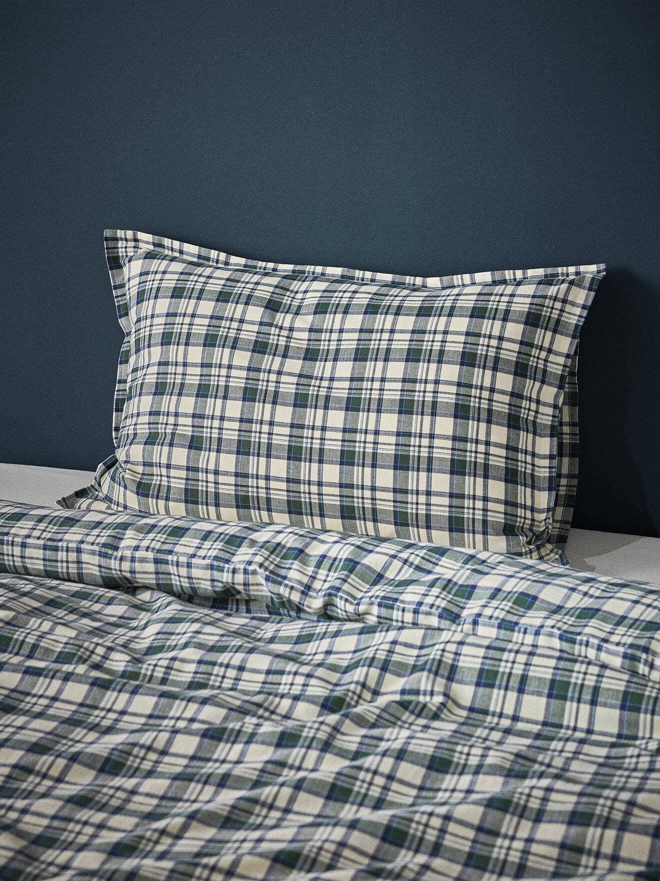Taie D'oreiller Coton Doux andréa Carreaux Bleu/vert