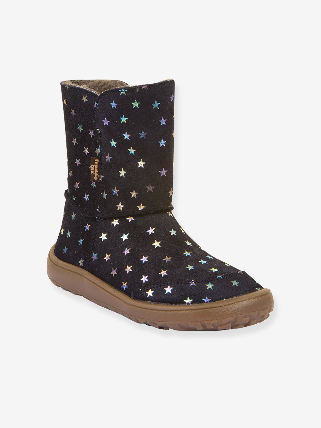 Bottes pieds nus pour filles BAREFOOT TEX SUEDE Froddo bleu nuit
