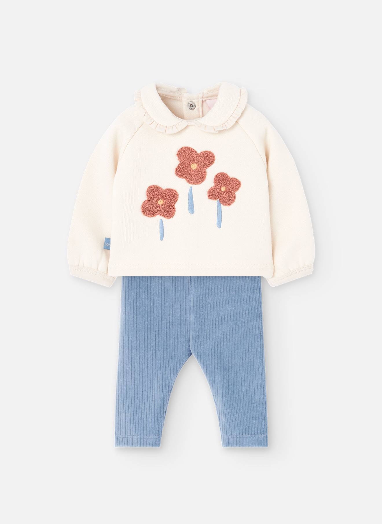 Ensemble Bébé En Tricot Avec Fleurs Beige