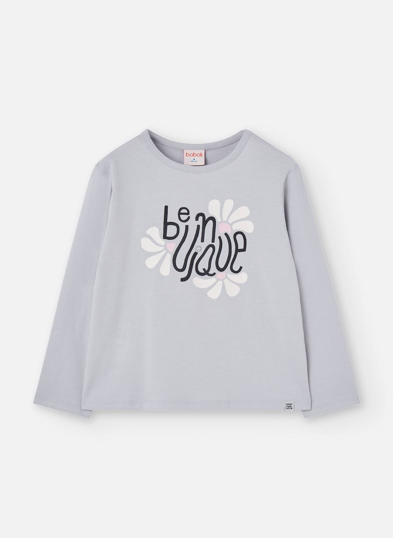 T-shirt Fille En Maille Gris