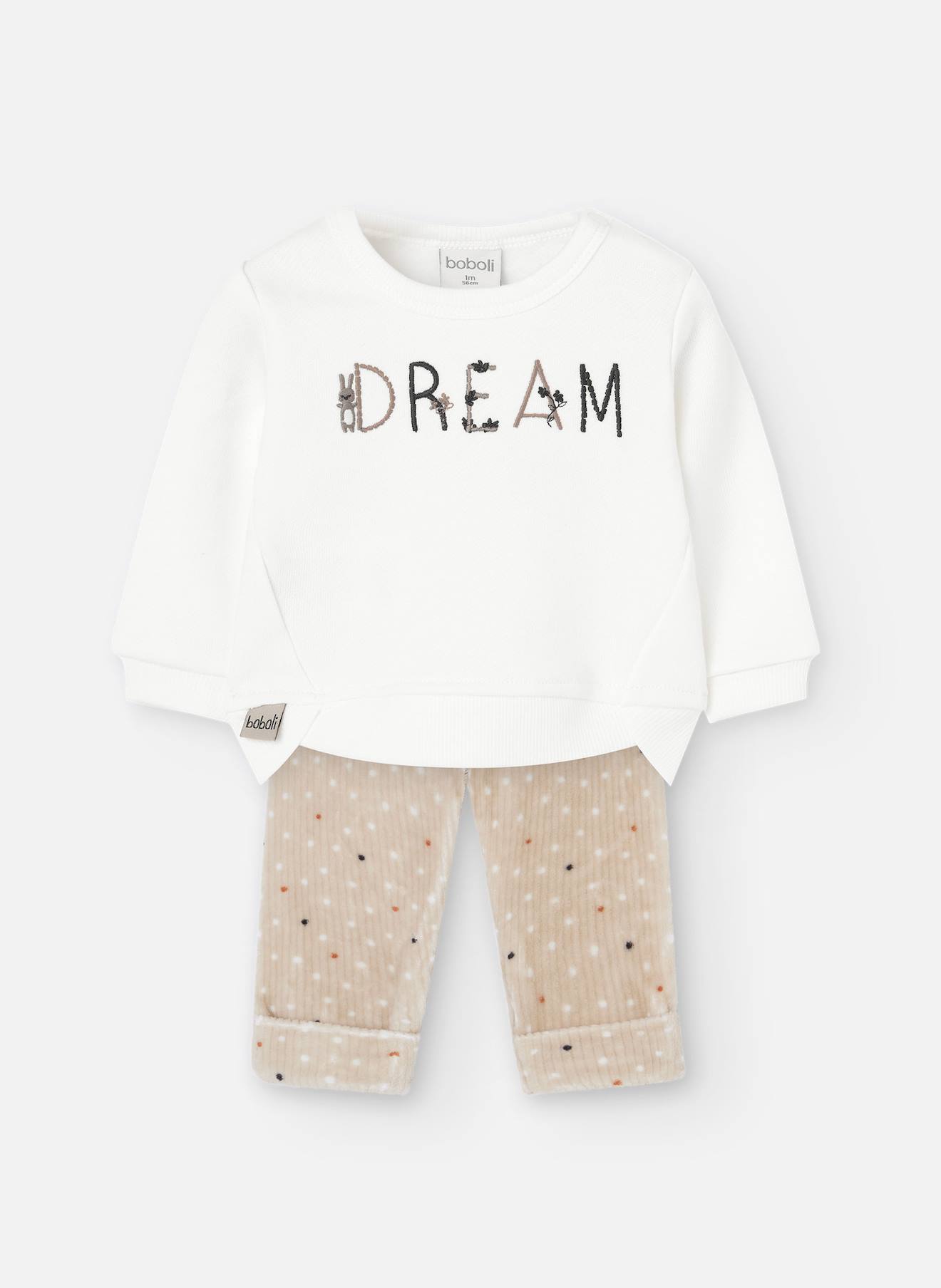 Ensemble Bébé Sweat-shirt Et Pantalon En Maille Beige