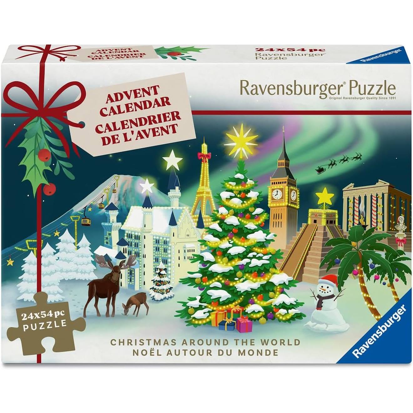 24 Puzzles De 54 Pièces - Calendrier De L'avent Noël Autour Du Monde Blanc
