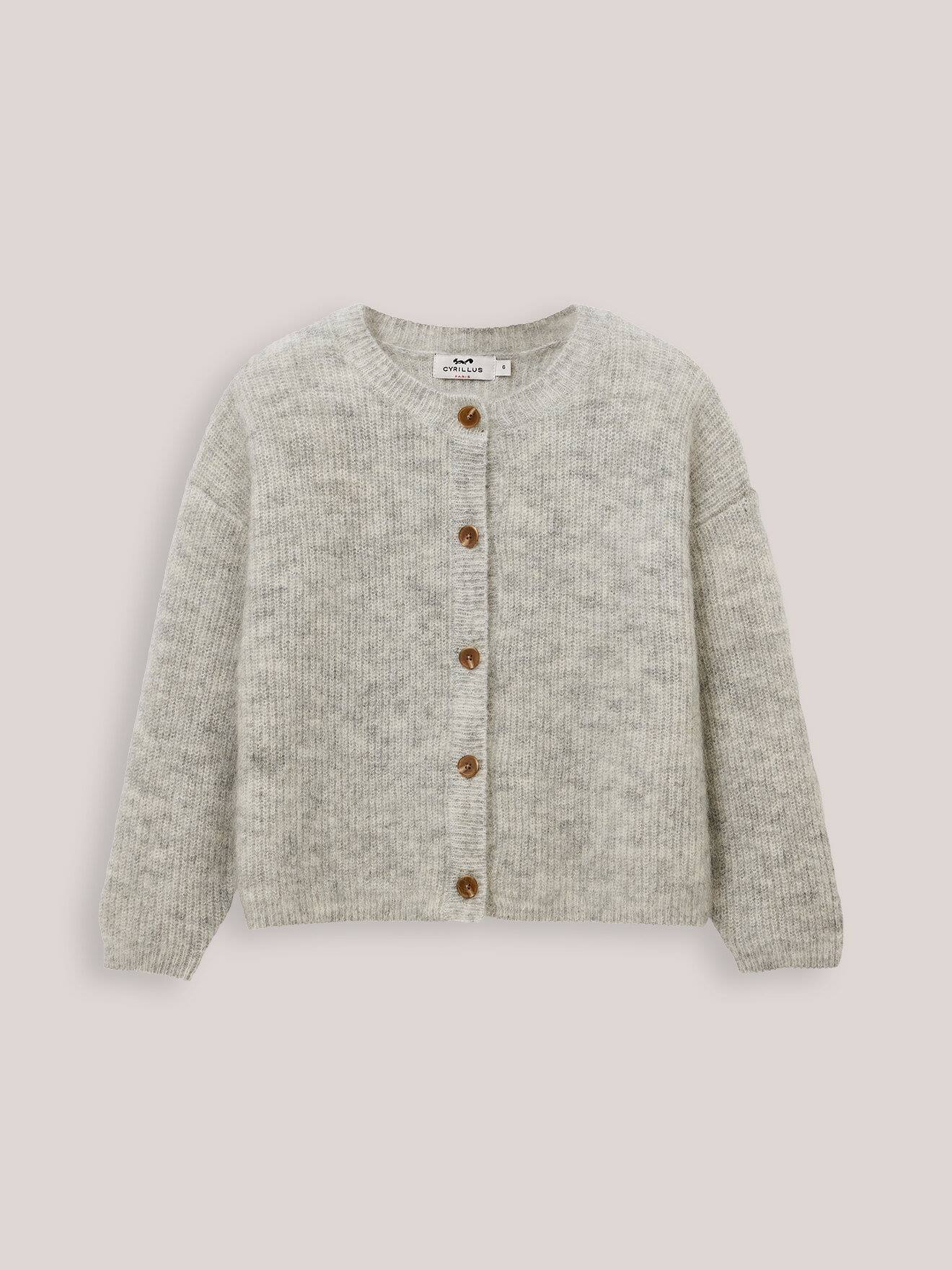 Cardigan Avec Laine Et Mohair Gris Chine Clair