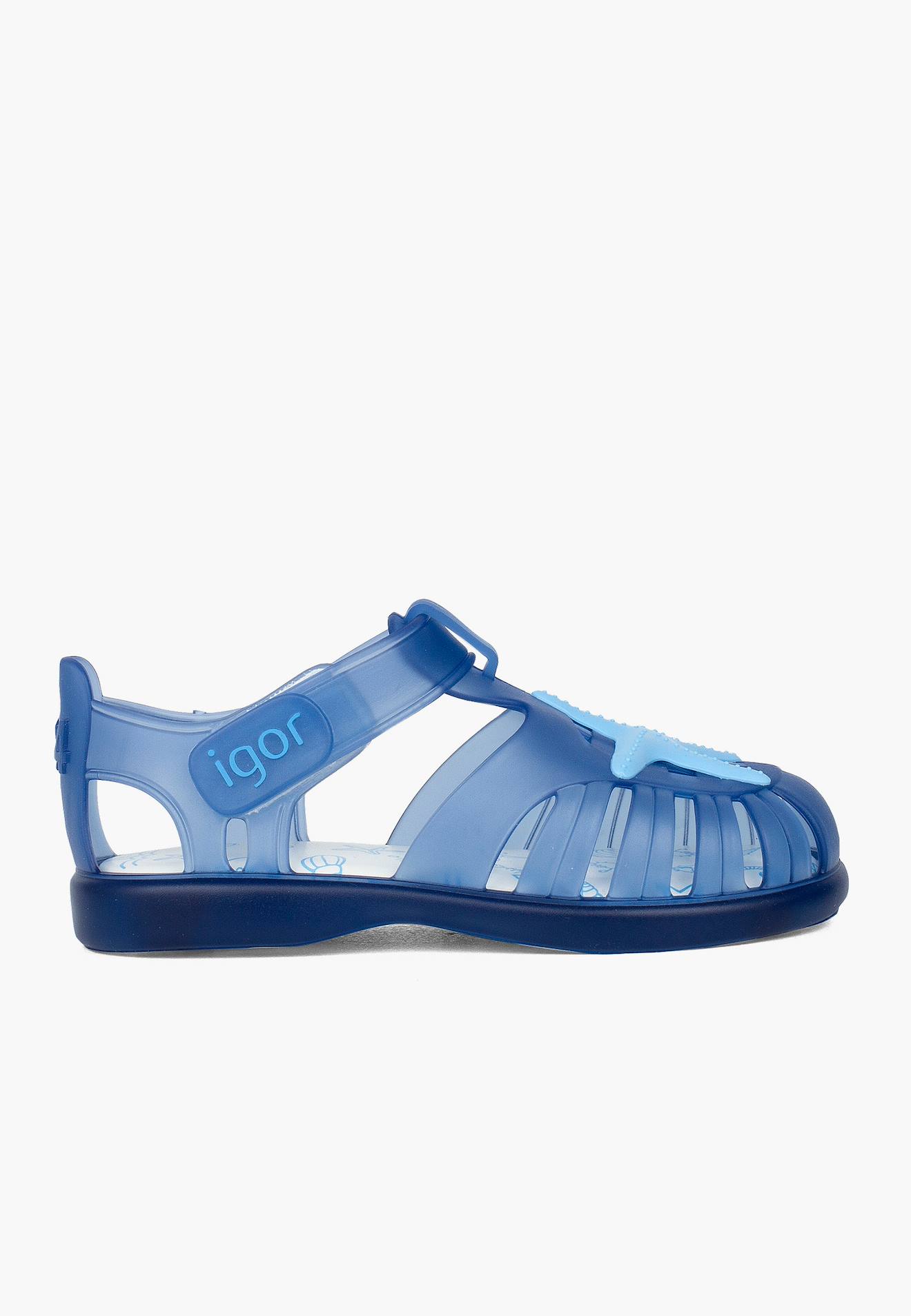 Sandales Plage À Scratch À Motif Étoile De Mer Bleu Marine