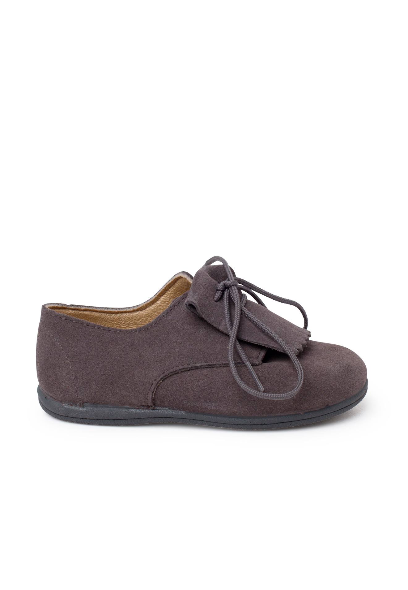 Derbies Suède Languette Franges Gris