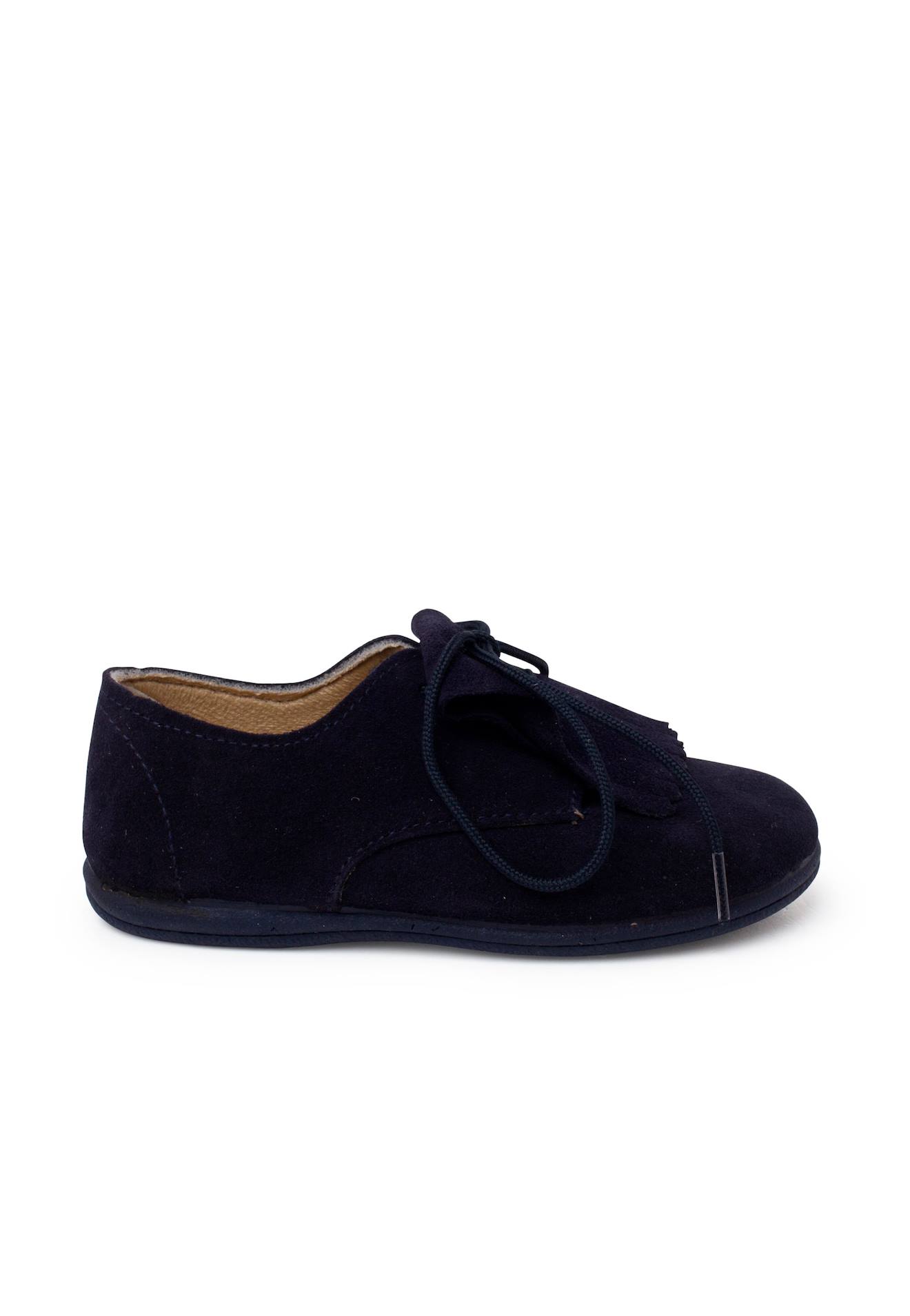 Derbies Suède Languette Franges Bleu Marine