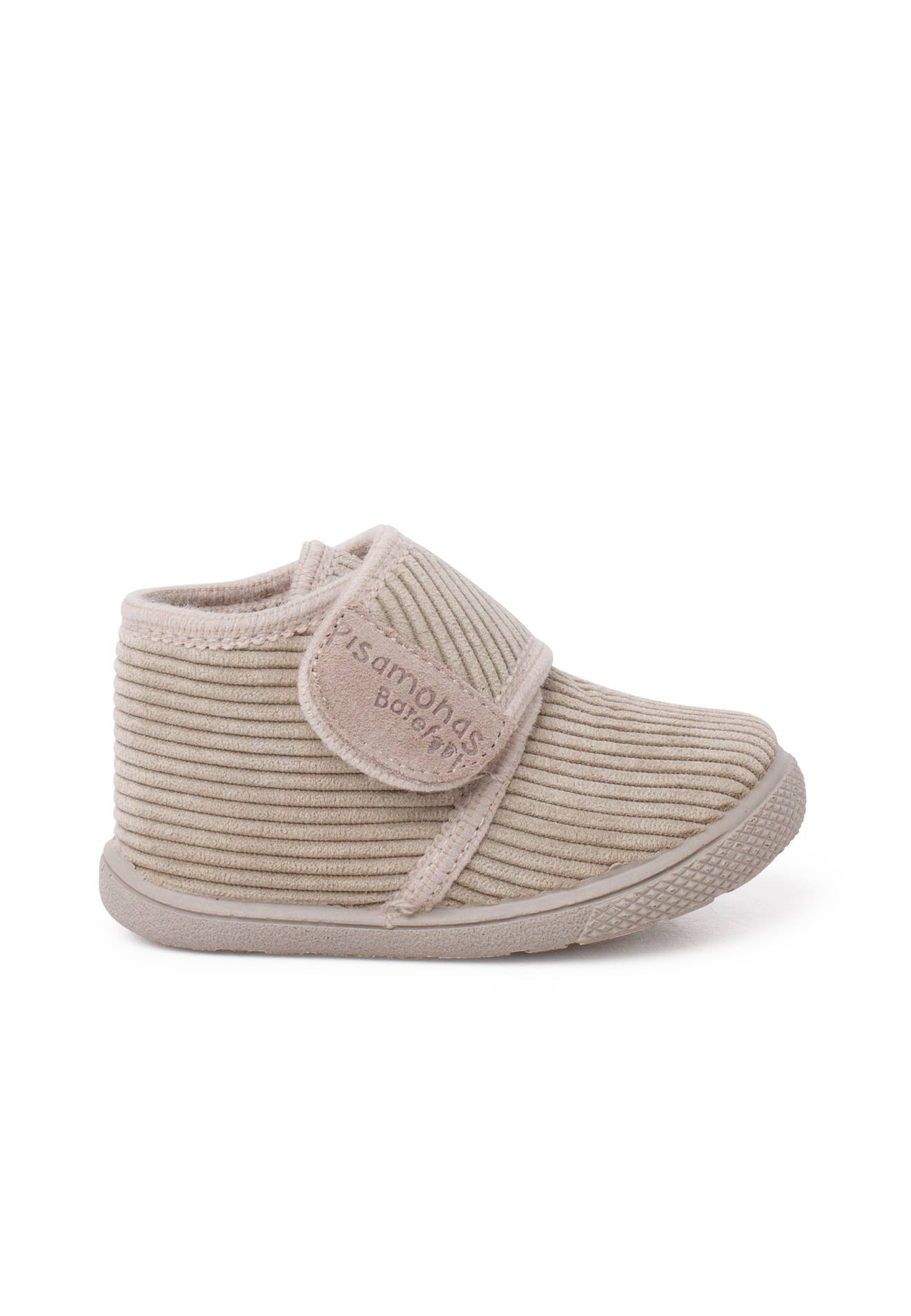 Chaussons Barefoot Velours Côtelé Fermeture À Scratch Pierre