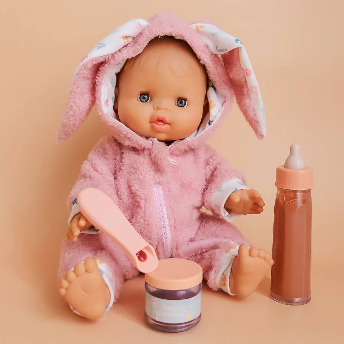 Box Mon Premier Petit Pot Lait Et Petit Pot Céréales Pour Poupée Marron, Rose (Tiny Harlow) - Image 1