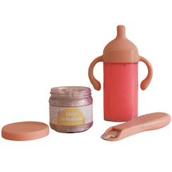 -Coffret repas petit pot et biberon magiques pour poupée anniversaire