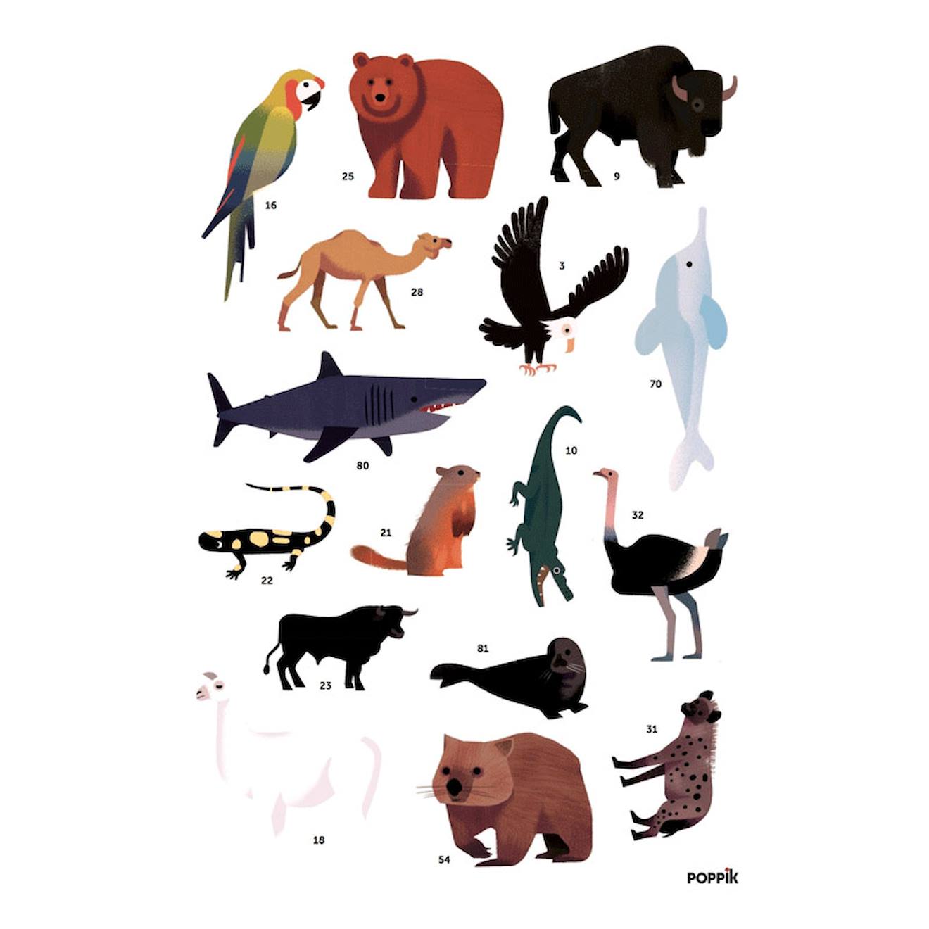 Poster Géant 67 Stickers Animaux Du Monde Multi-coloured (Poppik) - Image 1