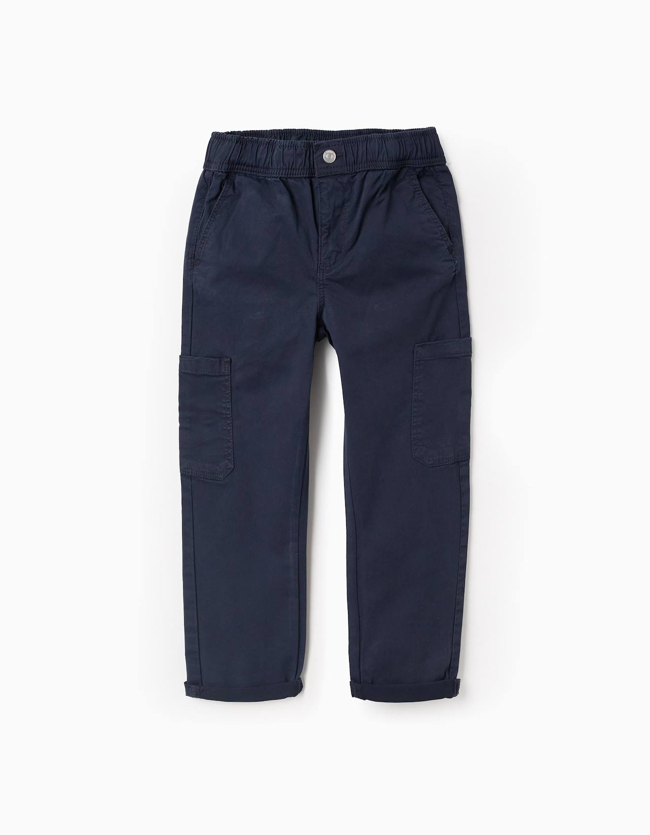 Pantalon Cargo En Sergé Bleu Foncé