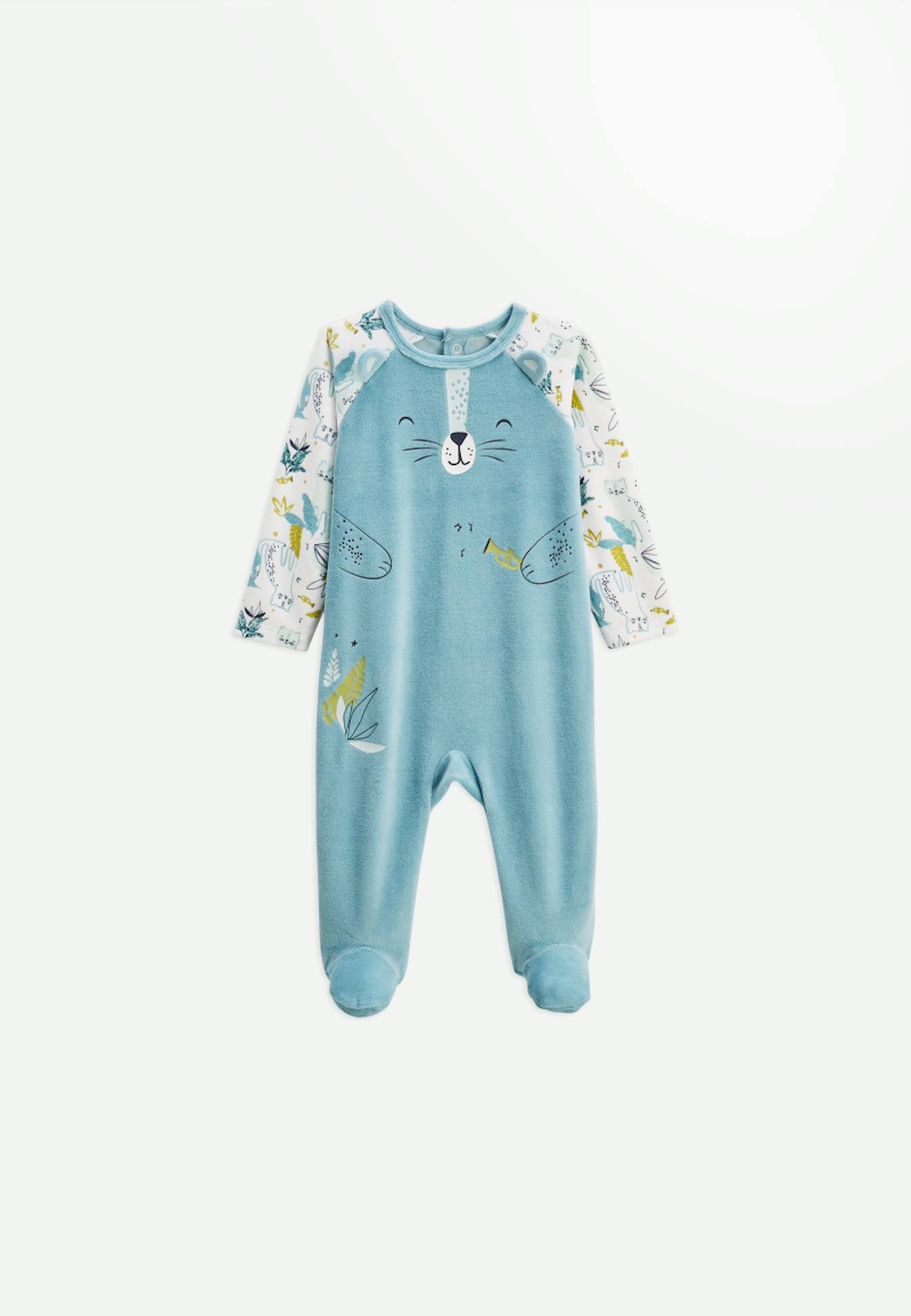 Pyjama Bébé En Velours Oscar Bleu