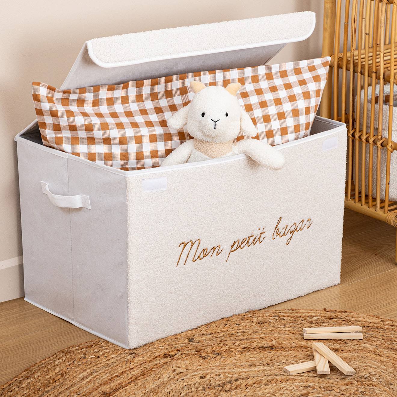 Coffre De Rangement Pliable En Jute - Yuki Blanc