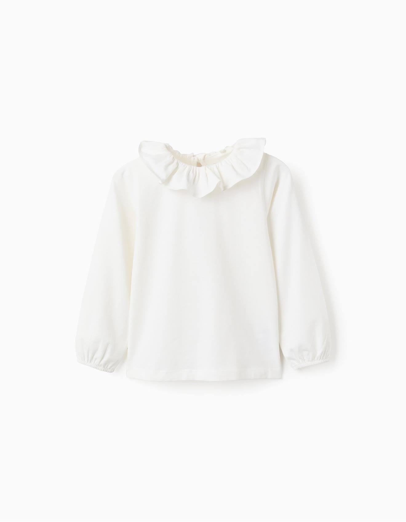 T-shirt Manches Longues Et Col Volants Blanc 15 €