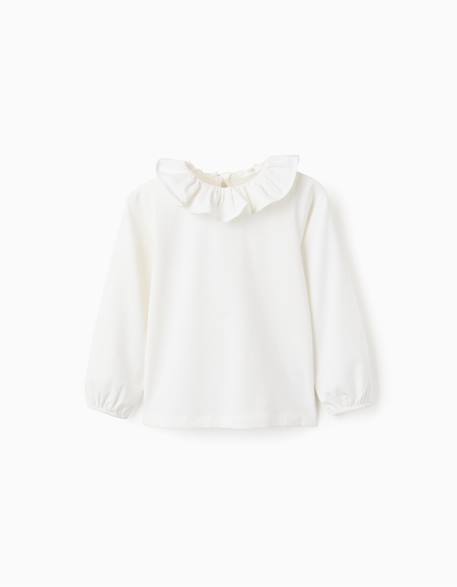 Fille-T-shirt, sous-pull-T-shirt-T-shirt à manches longues et col à volants