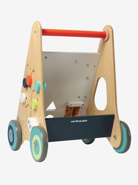 Chariot de marche avec freins en bois FSC® bleu+multicolore+rose 14 - vertbaudet enfant 