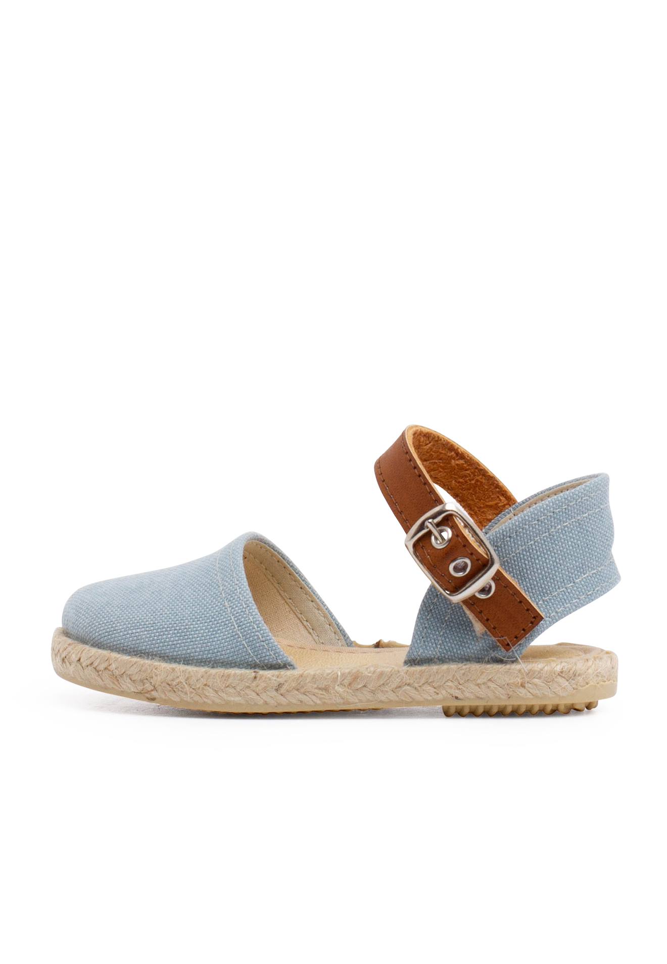 Espadrilles En Toile Recyclée Avec Bande Type Cuir Ciel Clair Espadrilles En Toile Recyclée Avec Bande Type Cuir Ciel Clair