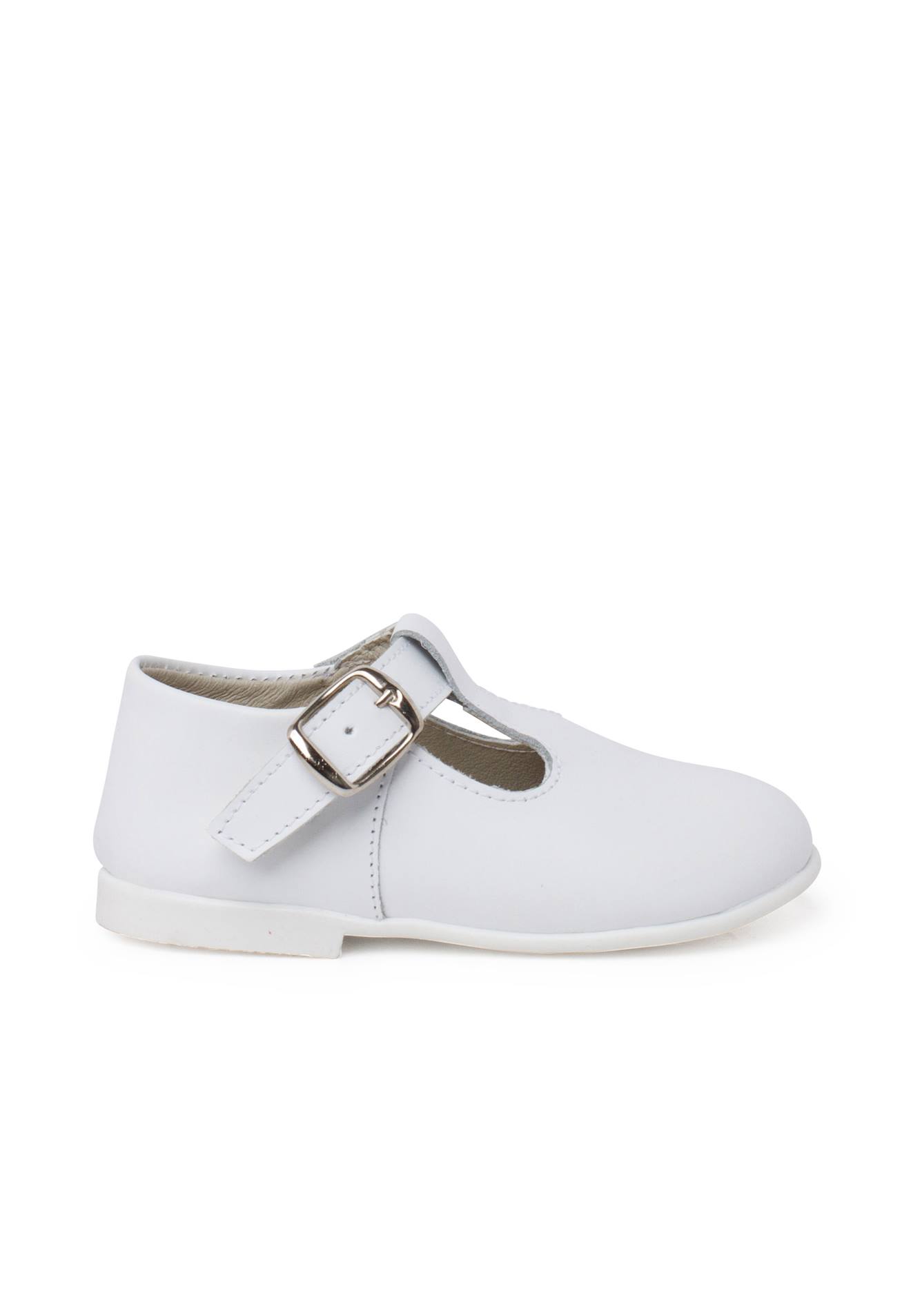 Salomés En Cuir Avec Fermeture À Boucle Blanc