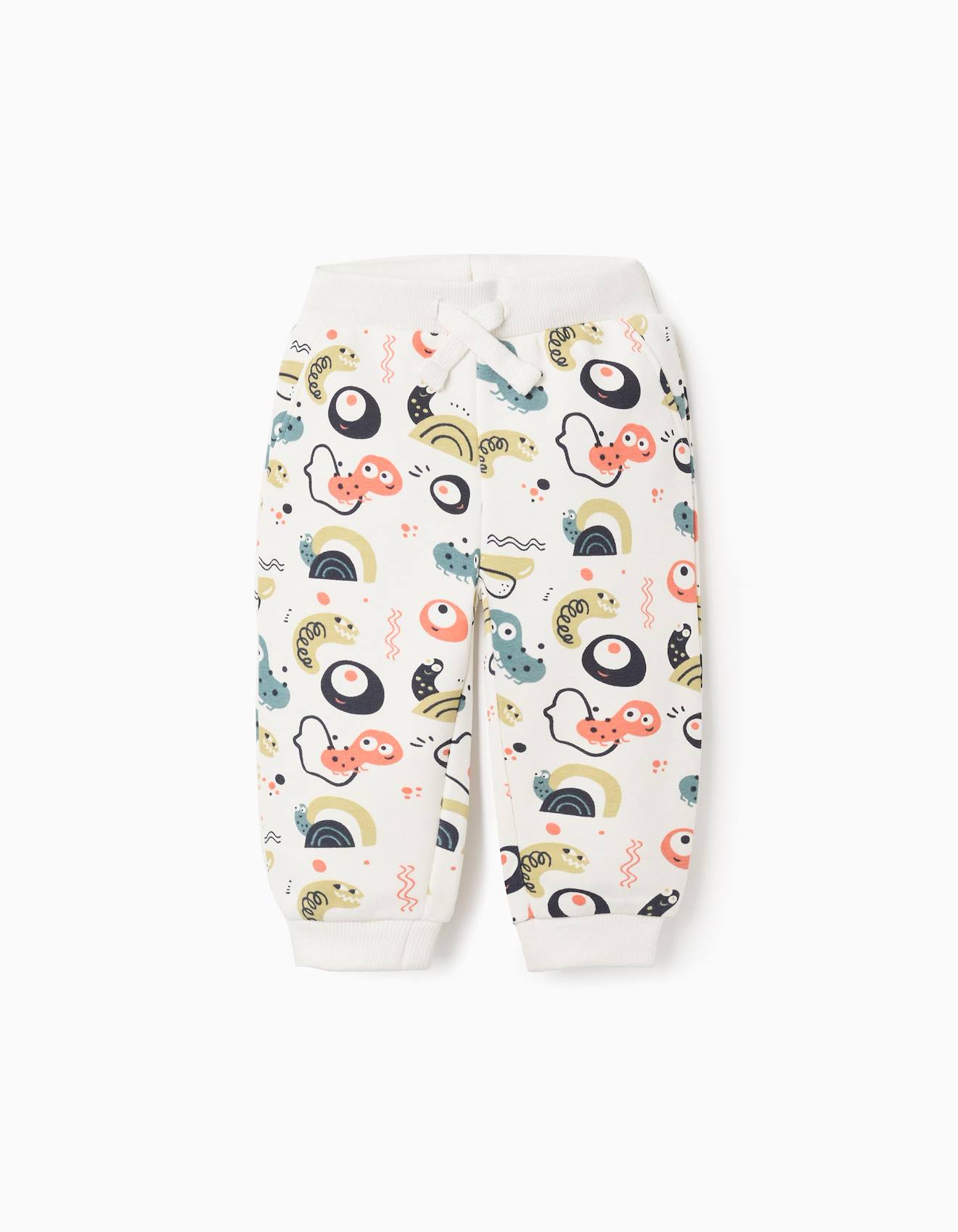 Pantalon De Jogging En Coton Polyester Peigné Avec Motif Bugs Blanc