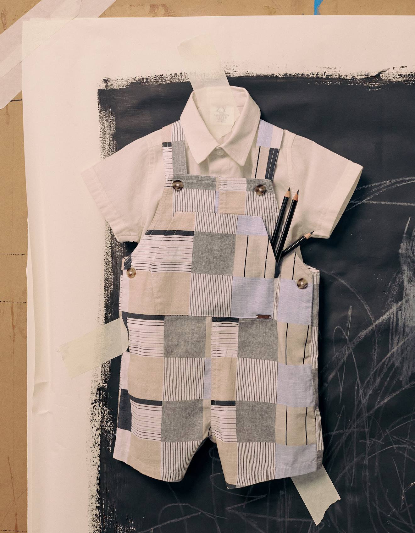 Salopette En Coton Avec Motif Brothers & Sisters Beige Clair