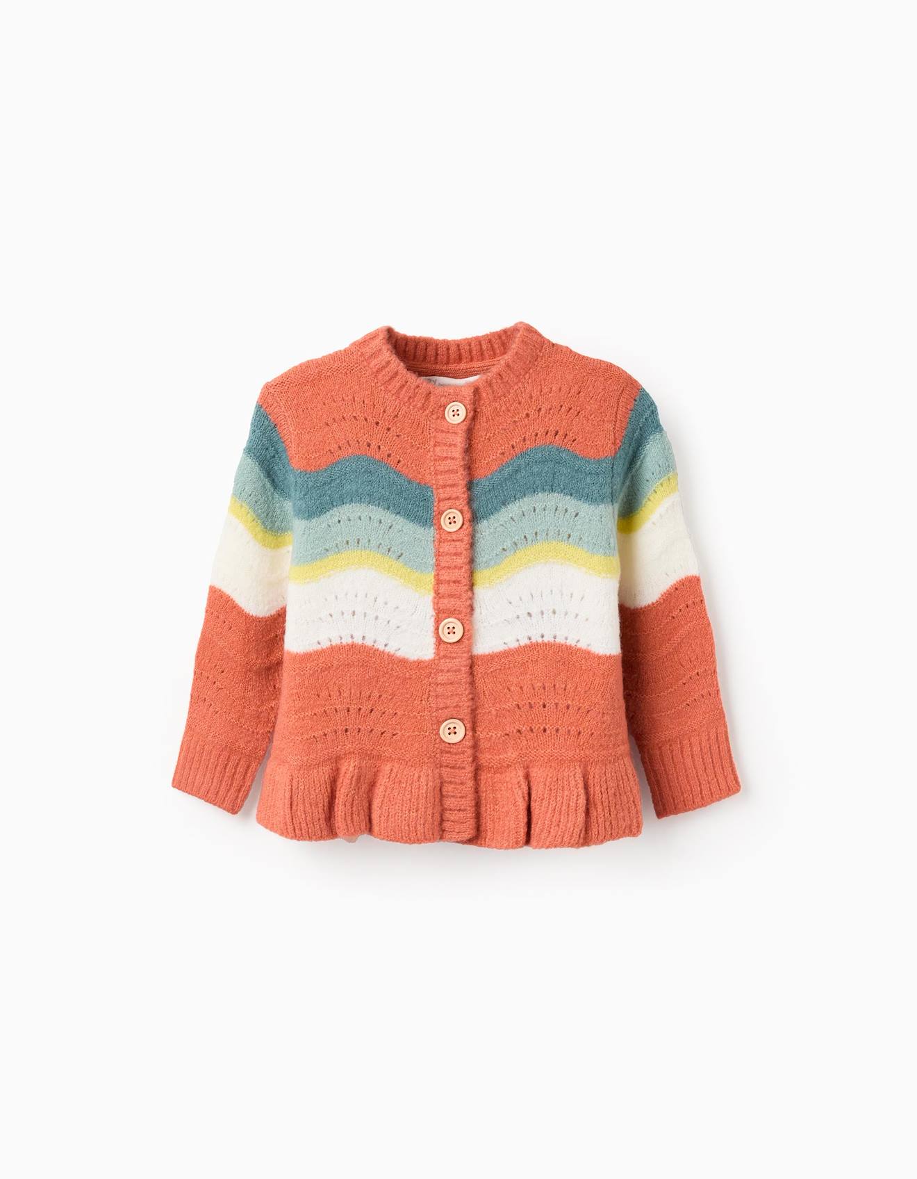 Gilet En Maille Avec Rayures Ondulées Orange Clair