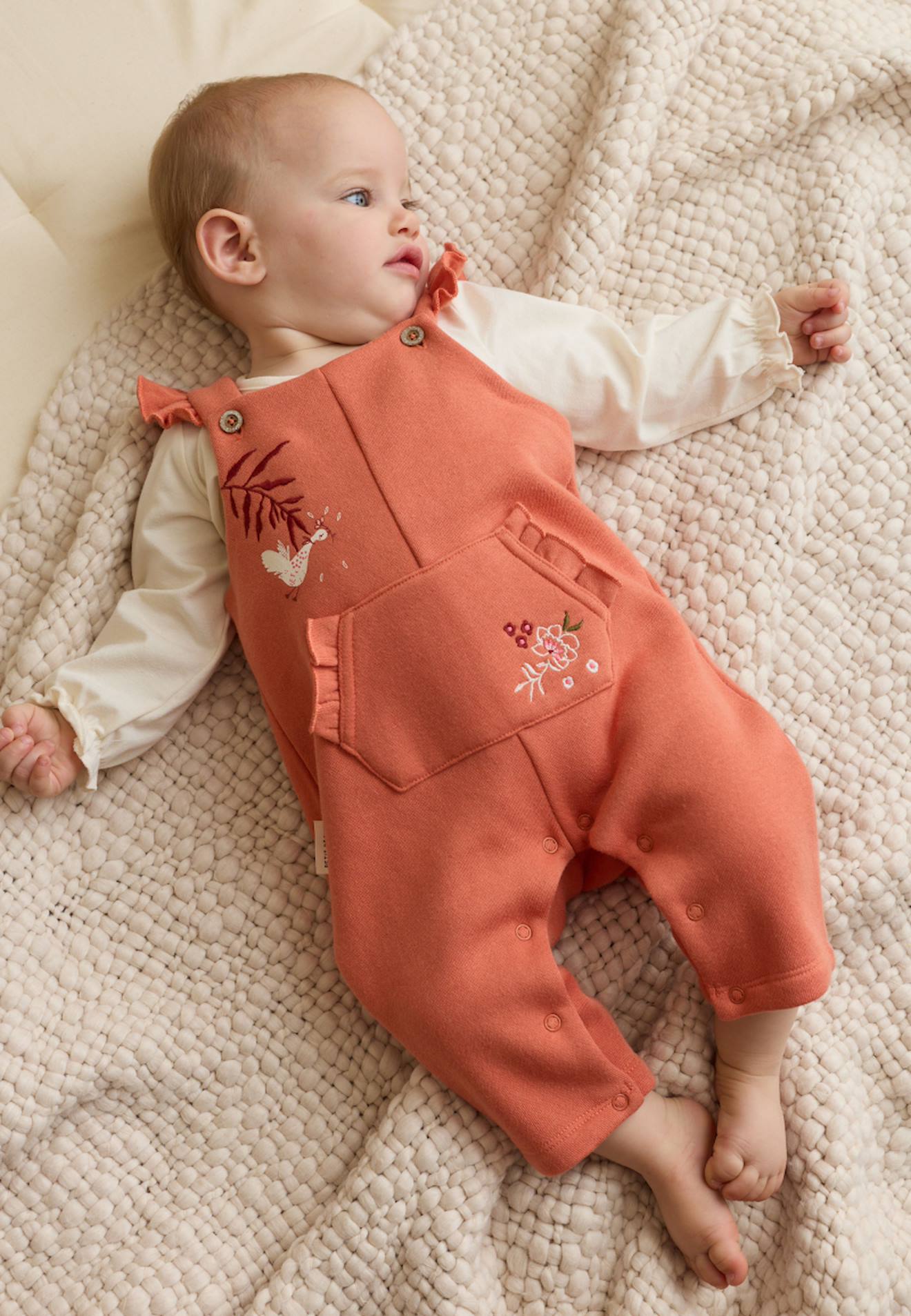 Ensemble Salopette Bébé En Molleton Et T-shirt Manouk Corail