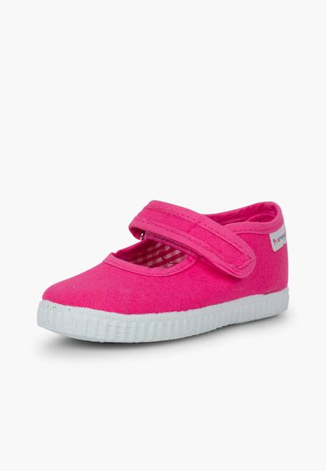 Chaussures babies fille à scratch style basket Blanc+Bleu denim+Bleu marine+Corail+Écru+Fucsia+Gris+Jaune+Rose+Rose pâle+Rouge 31 - vertbaudet enfant 