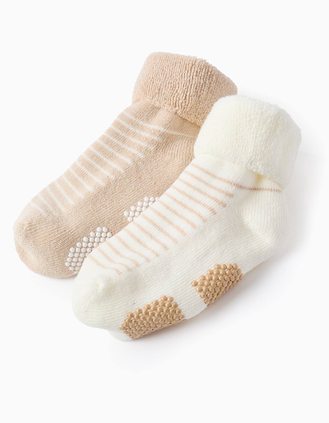 Lot De 2 Paires De Chaussettes Rayées Antidérapantes Multicolore (Zippy) - Image 2