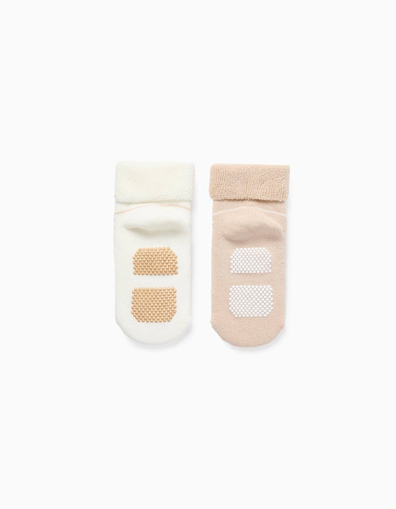 Lot De 2 Paires De Chaussettes Rayées Antidérapantes Multicolore (Zippy) - Image 1