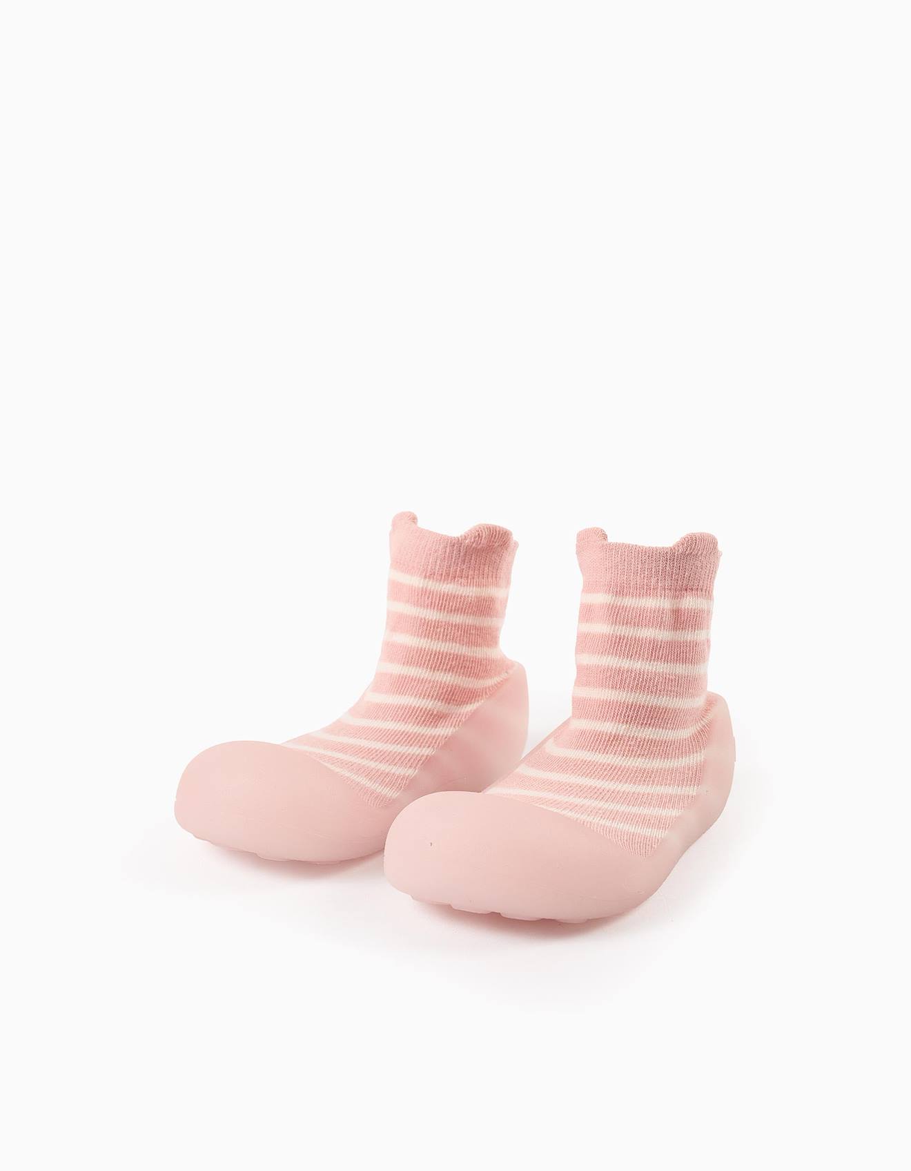 Steppies Chaussettes-pantoufles À Rayures Rose Clair