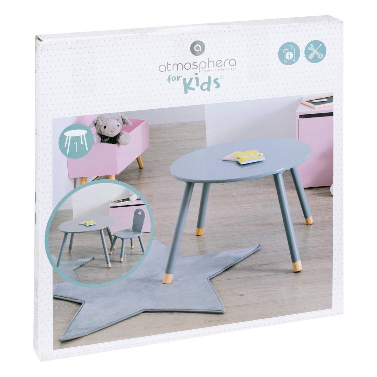 Table Enfant Atmosphera Blanche - 60x43.5cm - Bois Et MDF