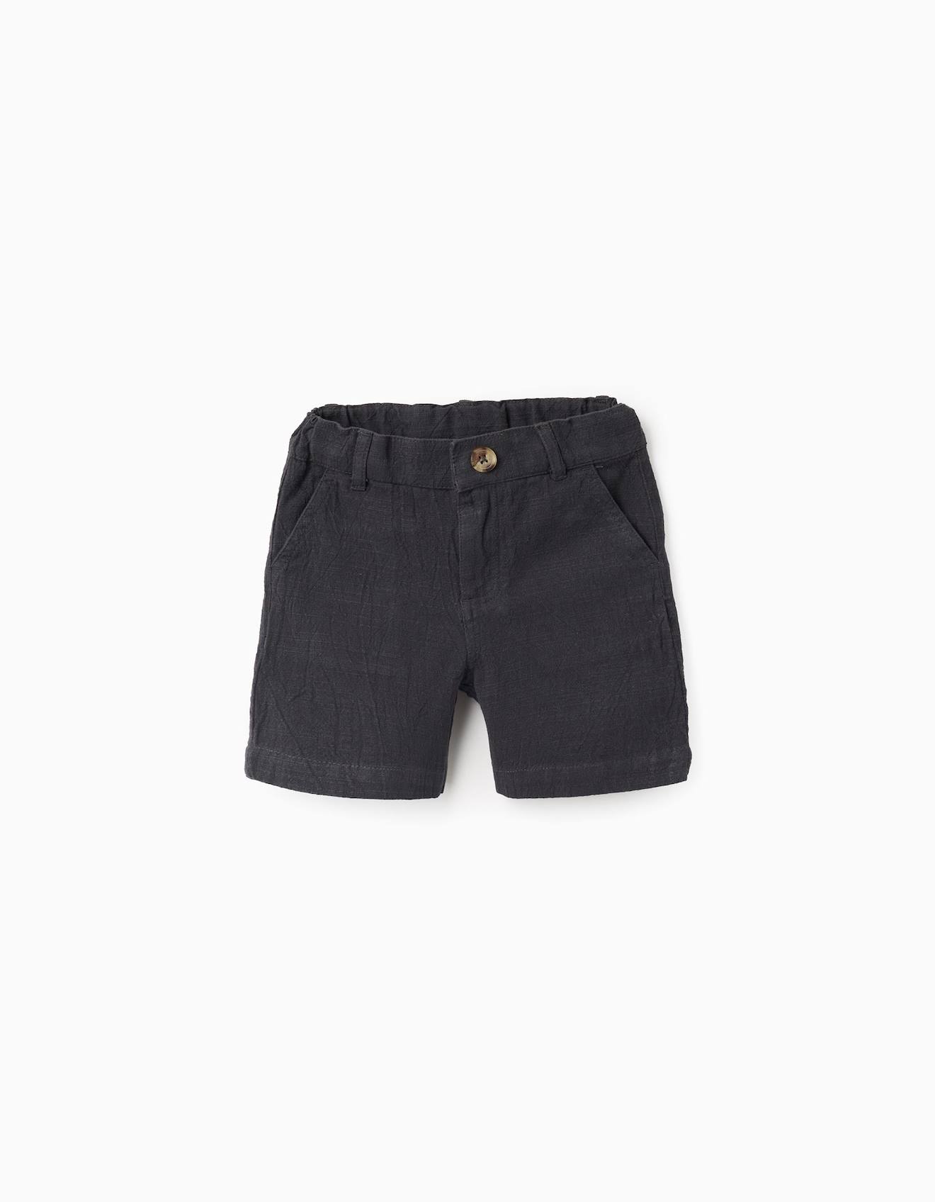 Short En Coton Slub Gris Foncé