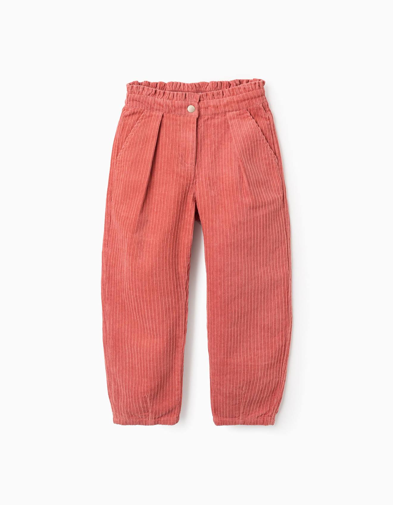 Pantalon Paperbag En Velours Côtelé Orange