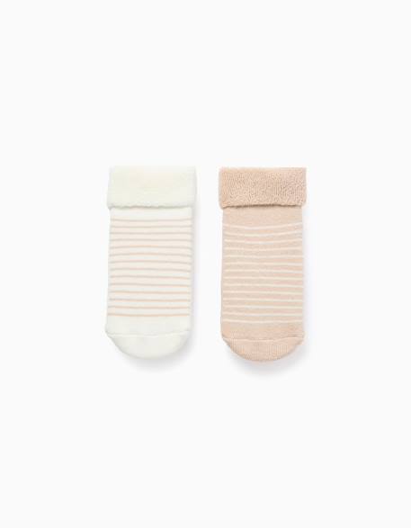 Bébé-Chaussettes, Collants-Lot de 2 paires de chaussettes rayées antidérapantes