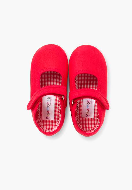 Chaussures babies fille à scratch style basket Blanc+Bleu denim+Bleu marine+Corail+Écru+Fucsia+Gris+Jaune+Rose+Rose pâle+Rouge 62 - vertbaudet enfant 