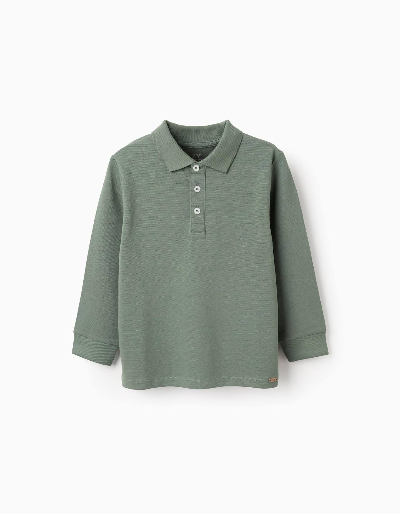 Polo Manches Longues En Coton Vert Fonc 15 €
