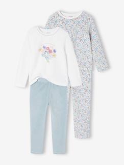 -Lot de 2 pyjamas fille velours fleurs 