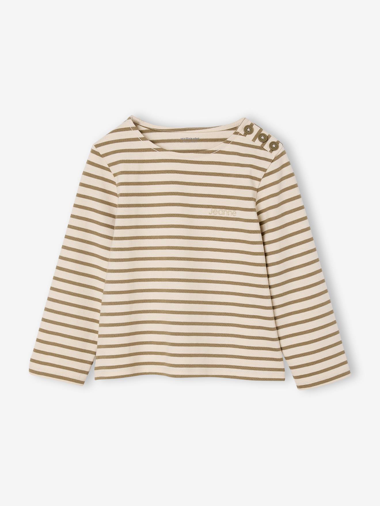 Tee-shirt marinière fille personnalisable olive