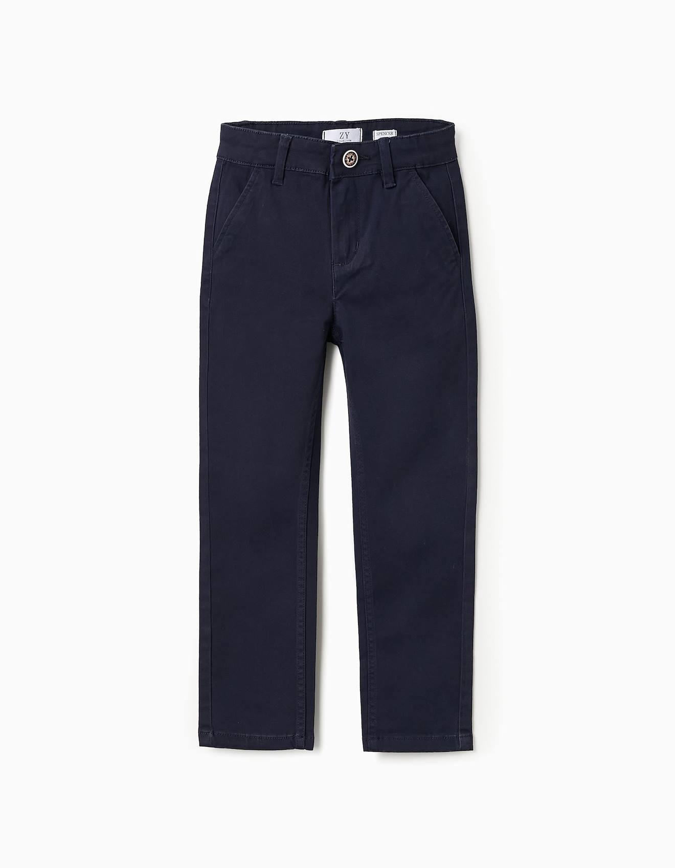 Pantalon Chino En Sergé Bleu Foncé