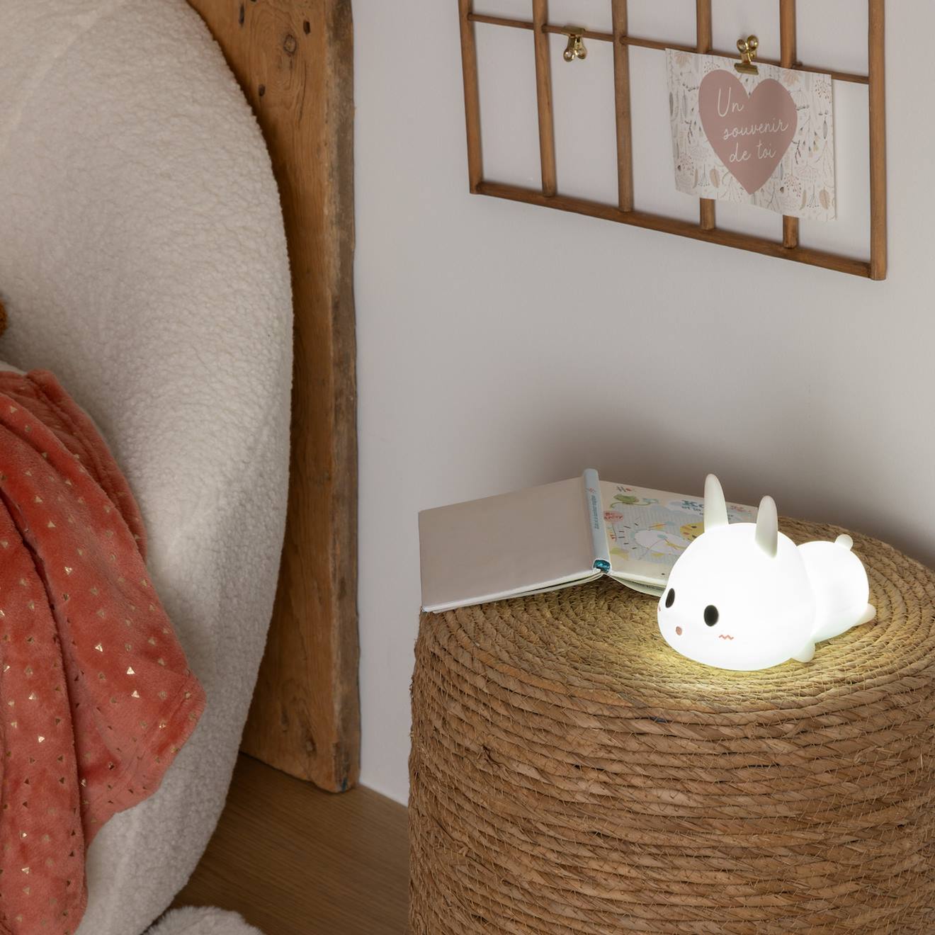 Veilleuse Sur Batterie Lapin H.11cm Blanc