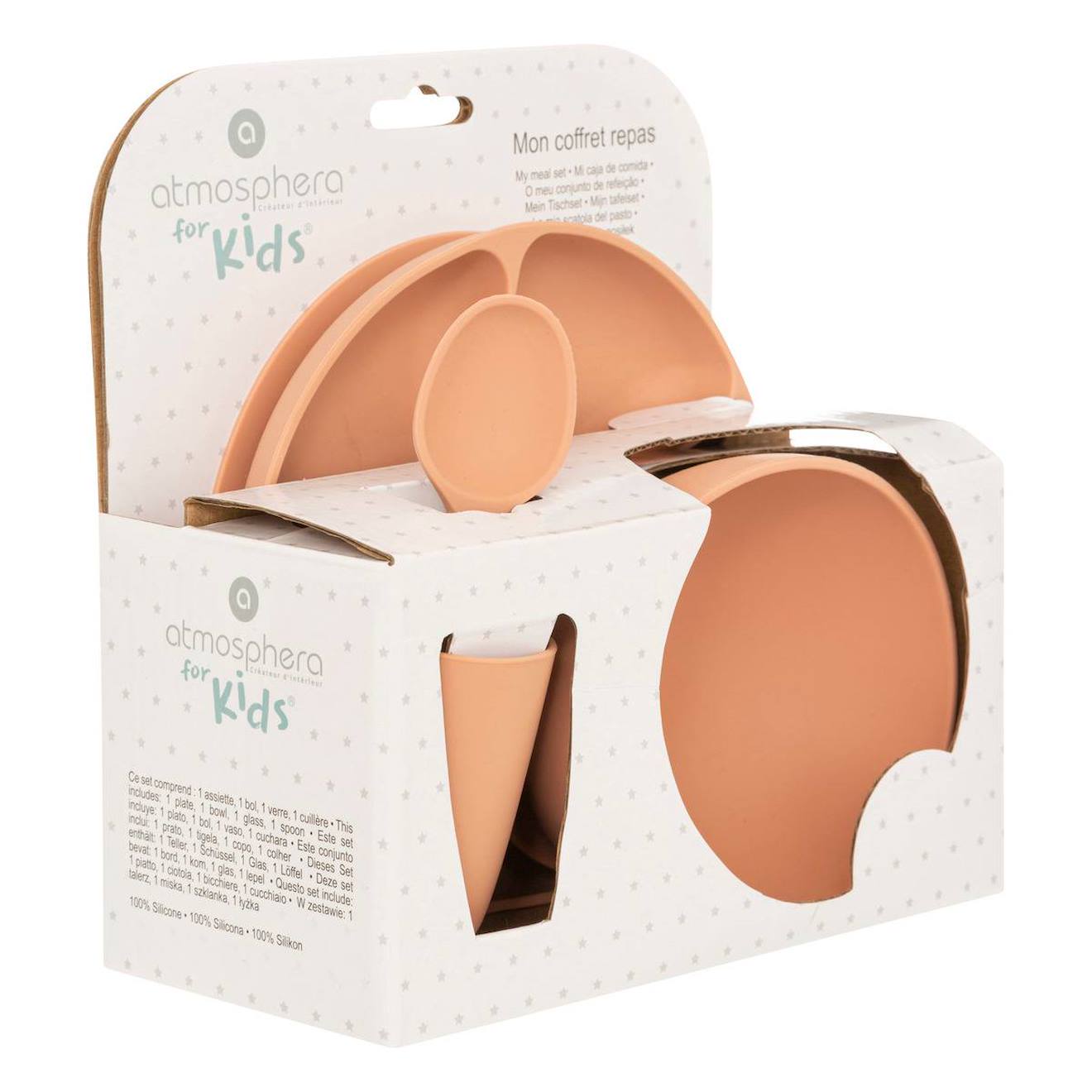 Set Repas Enfant Bleu 20x20cm Rose (Atmosphera) - Image 1