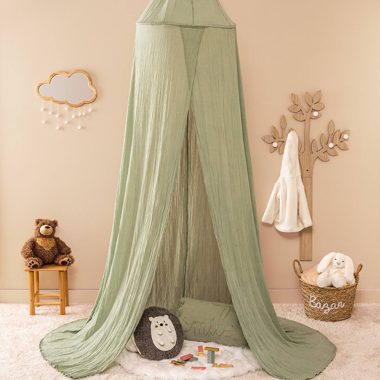 Miroir Nuage En Bois Avec Pompons - Nanak Beige (Atmosphera) - Couverture