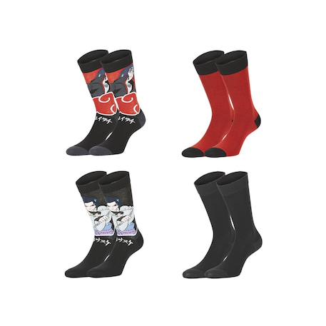 Lot de 4 paires de chaussettes naruto shippuden garçon Noir/rouge/orange/gris/jaune 3 - vertbaudet enfant 
