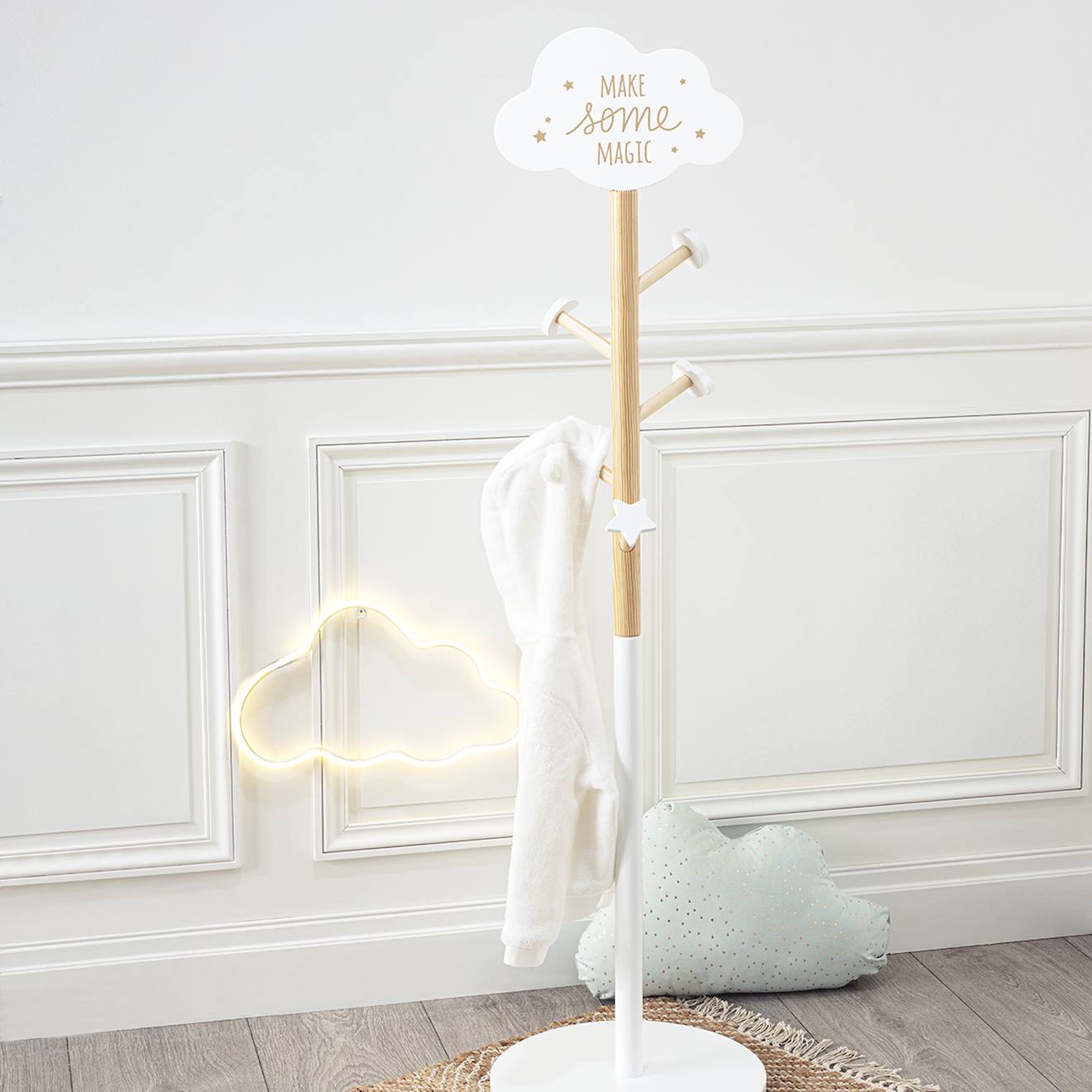 Porte-manteau Enfant 5 Patères Nuage - Gaton Blanc