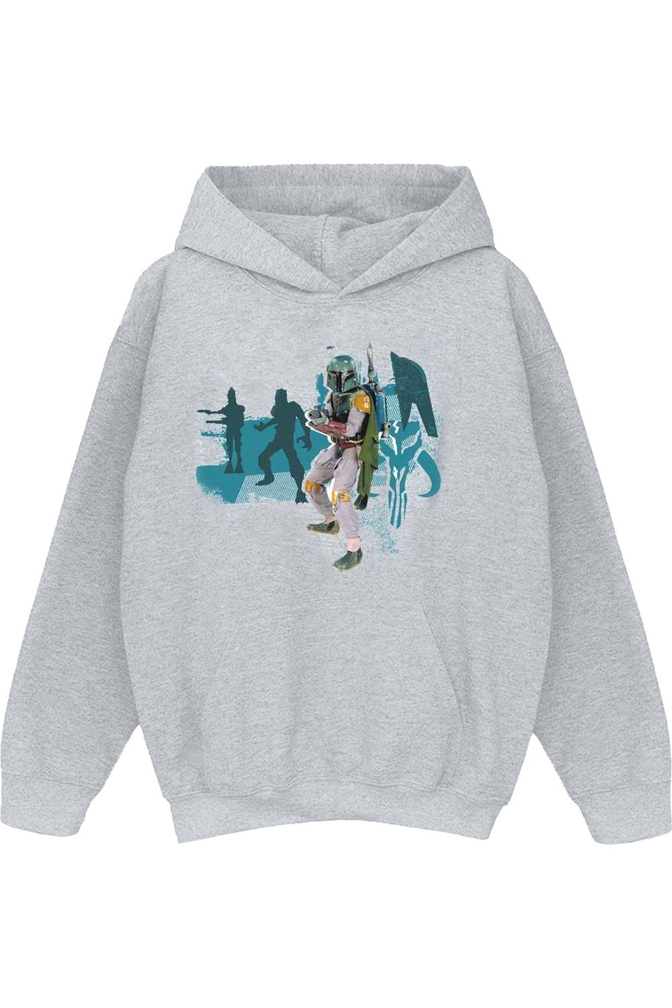 Sweat À Capuche Boba Fett Coton Star Wars Gris Chiné