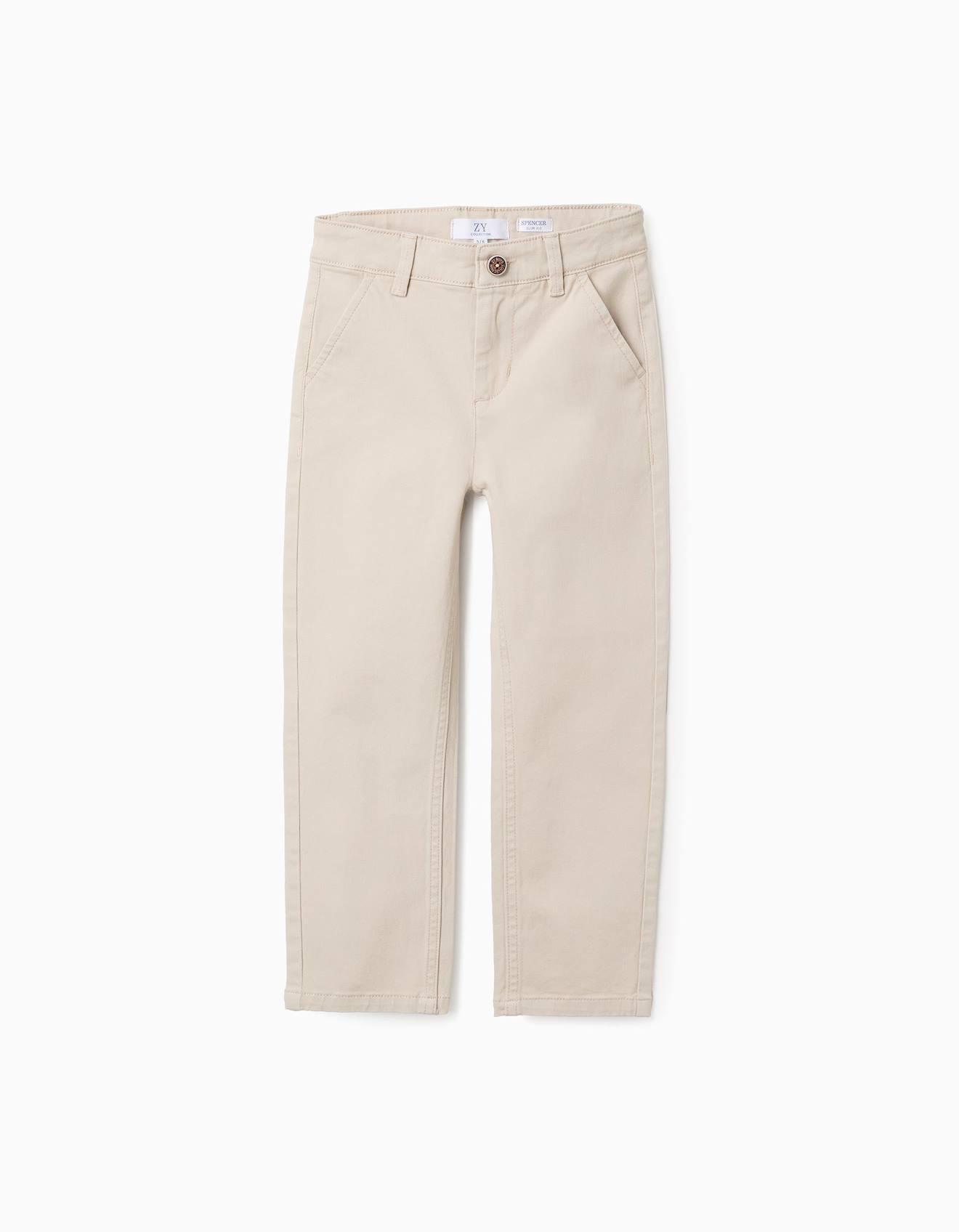 Pantalon Chino En Sergé Beige Clair