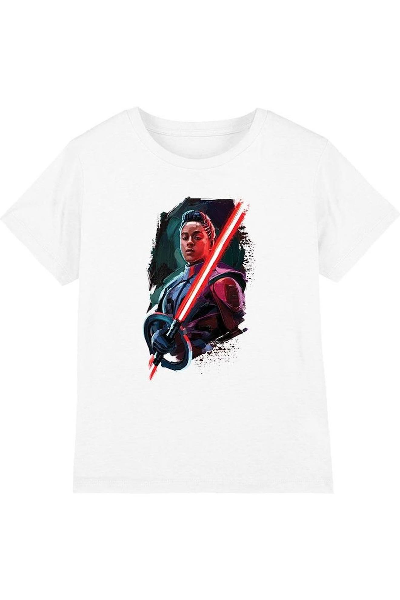 T-shirt Motifs Obi-wan Kenobi Et Reva Style Peint Coton Star Wars Blanc