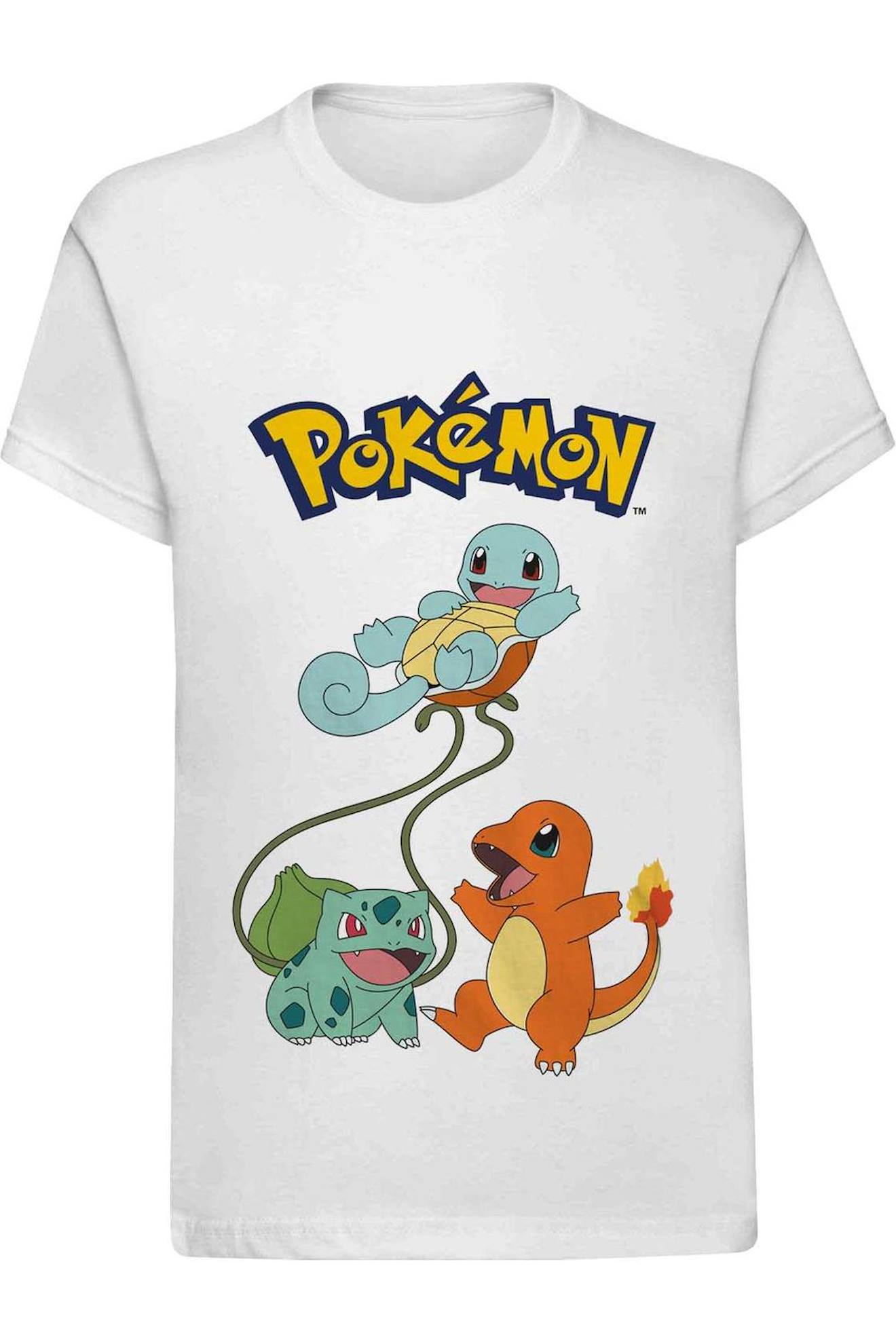 T-shirt Coton Pokemon Original Trio Blanc