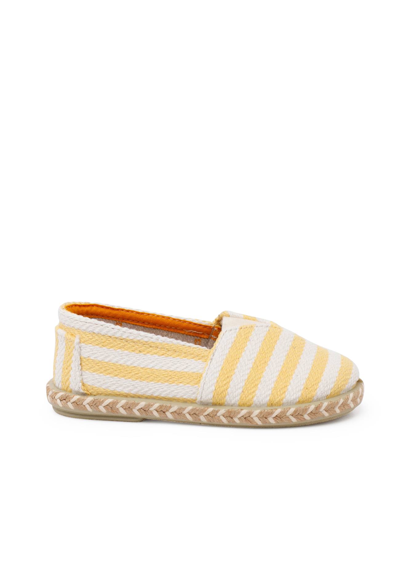 Espadrilles Rayures Style Camping Bande Élastique Jaune