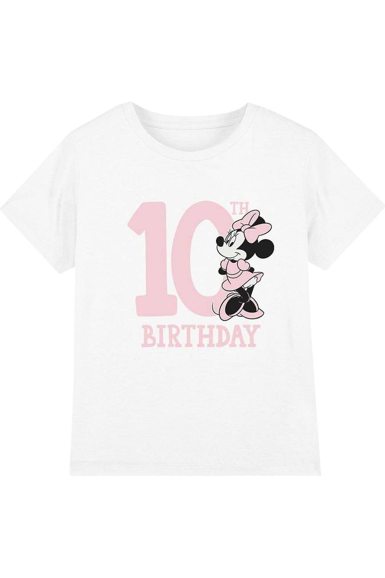 T-shirt 10ème Anniversaire Motif Minnie Mouse Coton Disney Blanc